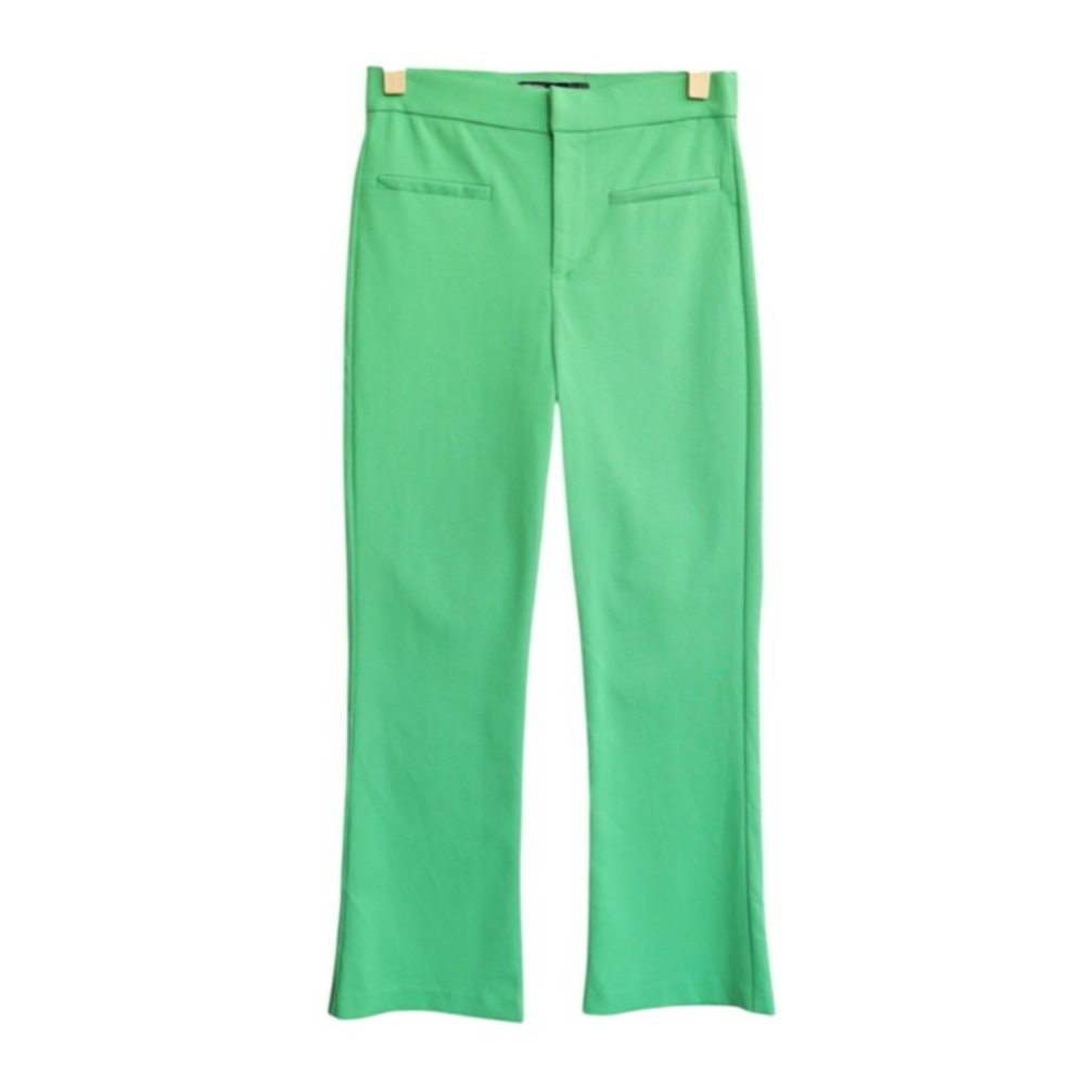 Flash Sale Zara Pants Kelly Green Crop Trousers Slightly Flare NWT Size XS